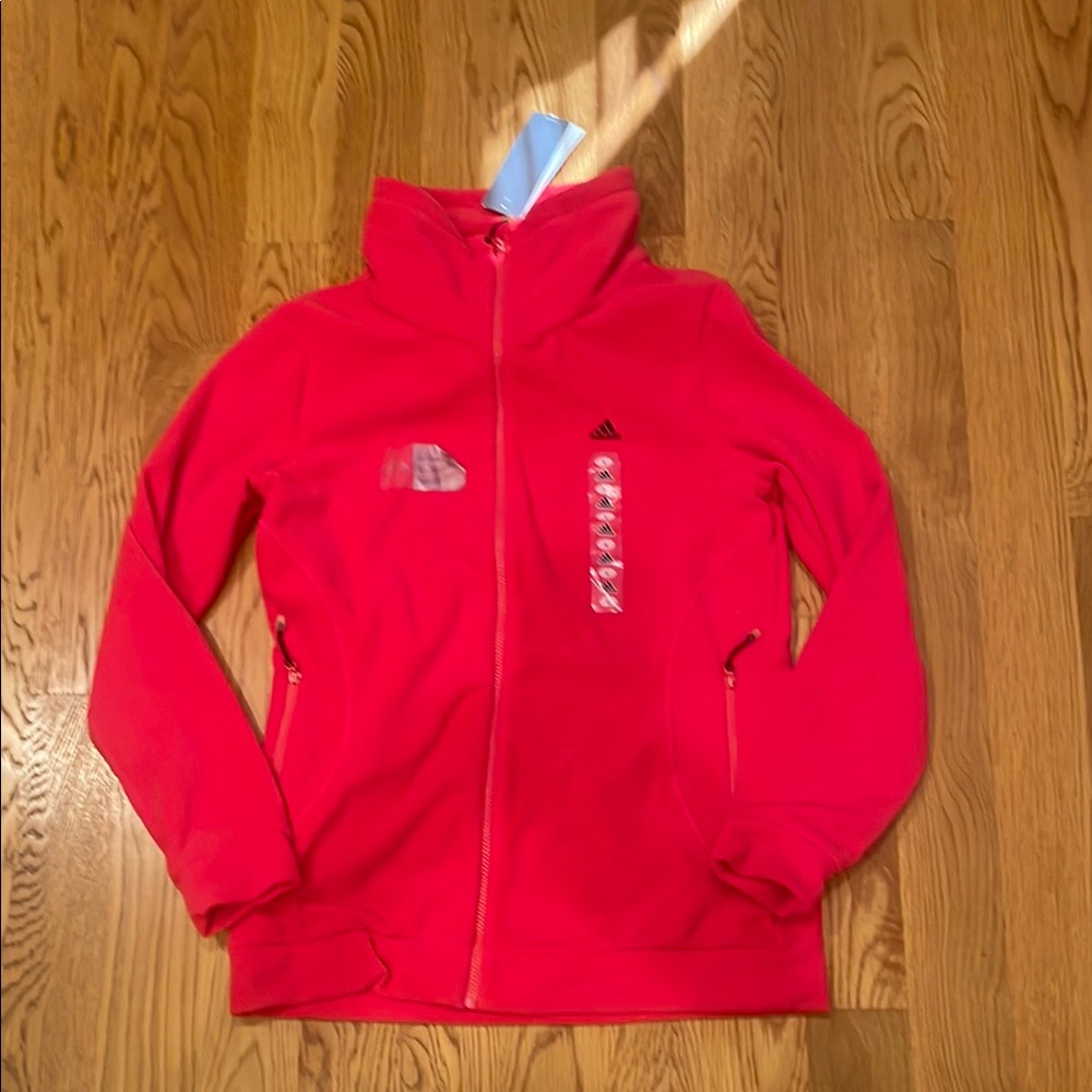 Adidas Red Fleece/Quick dry Fabric  Performance Jacket Vibrant Warmth Lg (e)